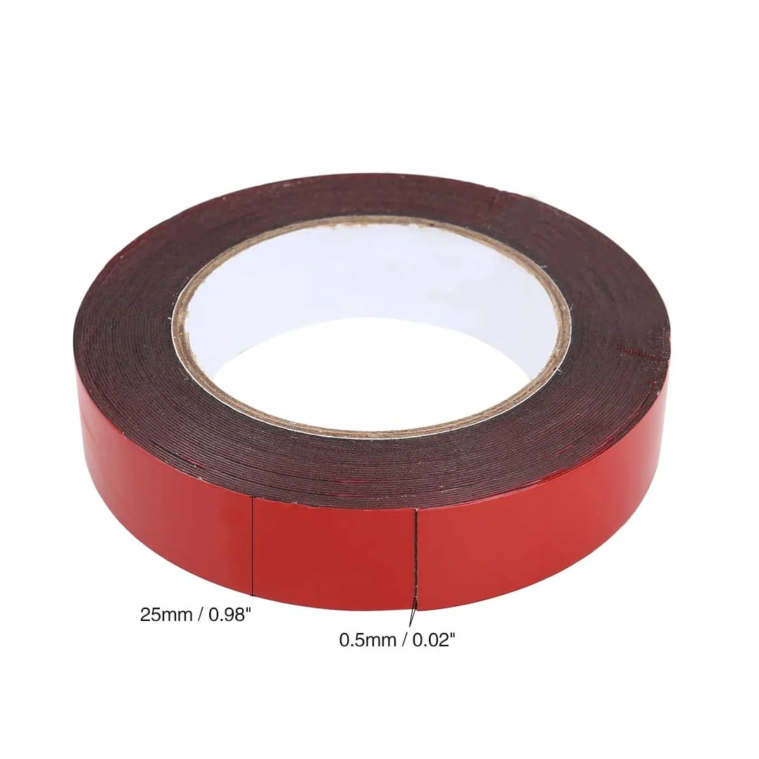 Unifizz Ruban adhésif double face en mousse rouge 10 m x 25 mm x 0,5 mm