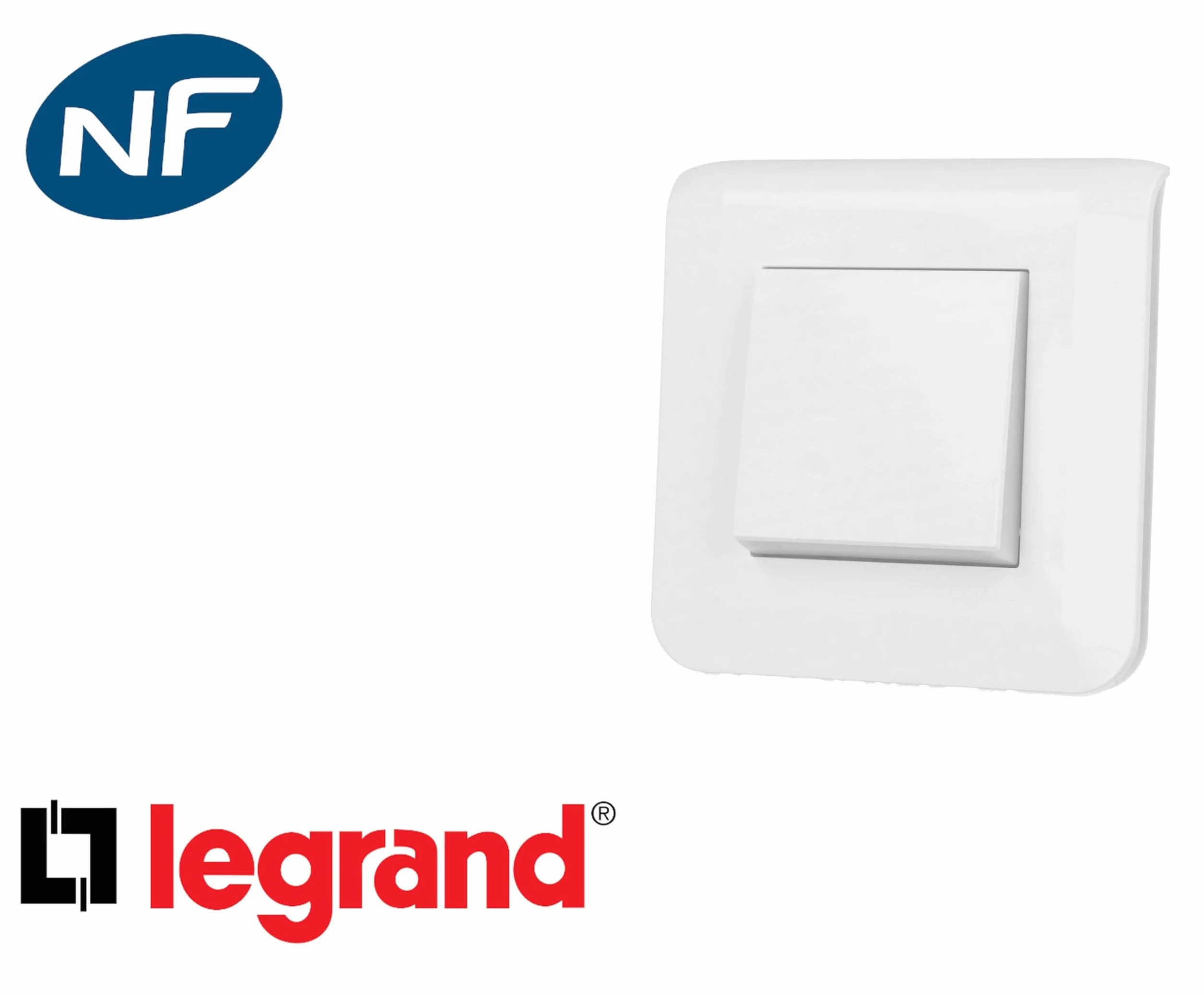 LEGRAND Interrupteur Va-Et-Vient Mosaic Blanc Complet Avec Plaque Raccordement Bornes Automatiques Brillante