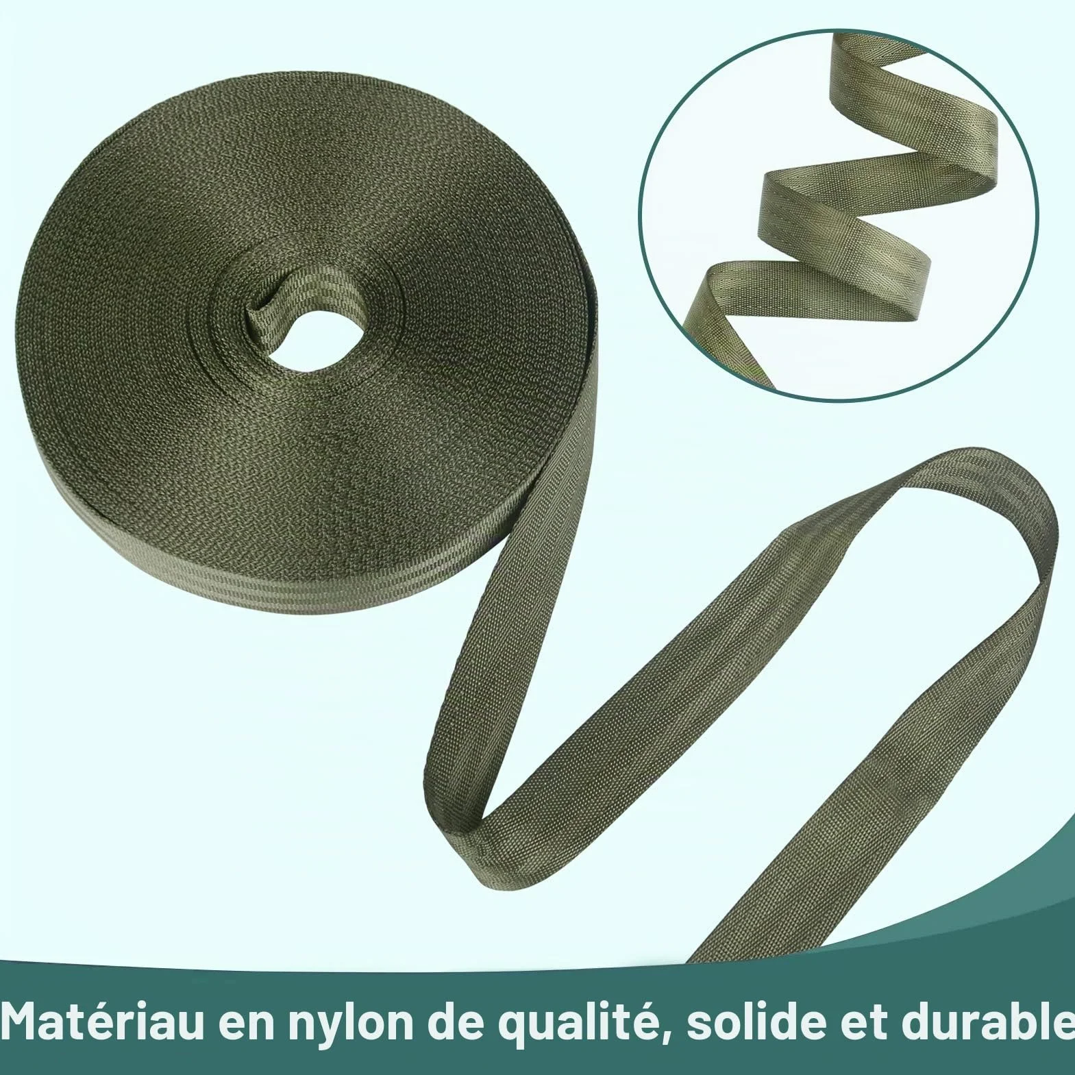 Tenn Well Sangles de Fixation pour Arbre de Jardin, 20M Sangle de Soutien en Nylon Solide pour Grandes Plantes, Piquets, Greffes et Lissage (Vert)