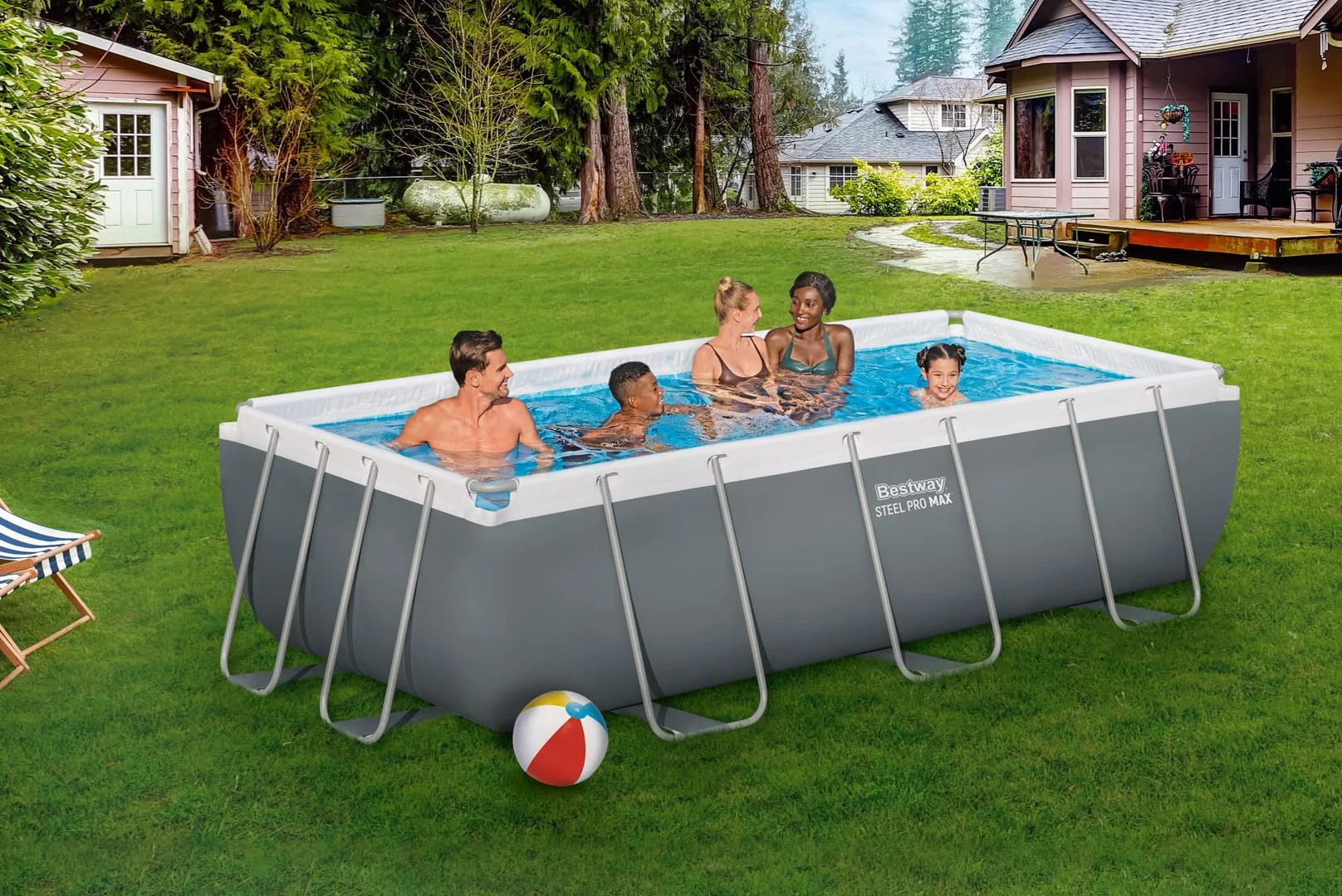 Bestway Steel Pro Max Kit Piscine Hors Sol 404 cm x 201 cm x 100 cm Gris