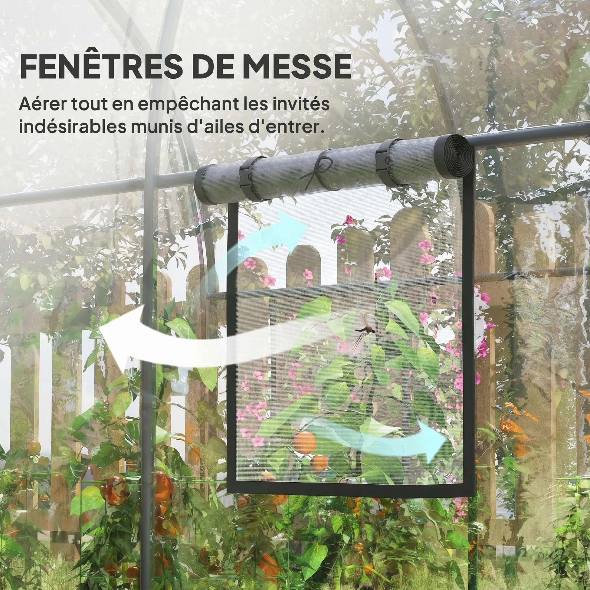 Outsunny Serre de Jardin Tunnel avec châssis Tubulaire renforcé Surface Sol 6 m² Porte zippée 2 fenêtres enroulables Serre à tomates 3L x 2l x 2H m - Transparent