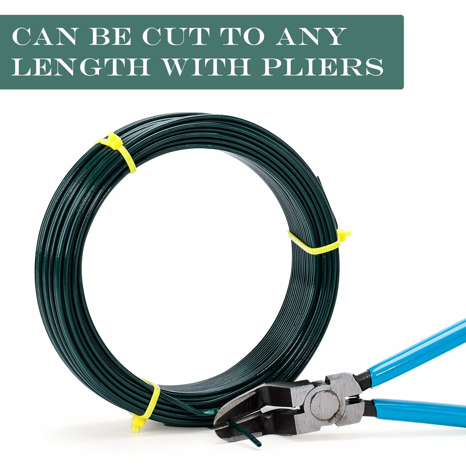 KINGLAKE 2mm 30.5 m Fil de Fer Plastifié, Ligature d'arbre Cravate Torsadée de Plante de Jardin pour Le Support d'arbre, Vert Foncé