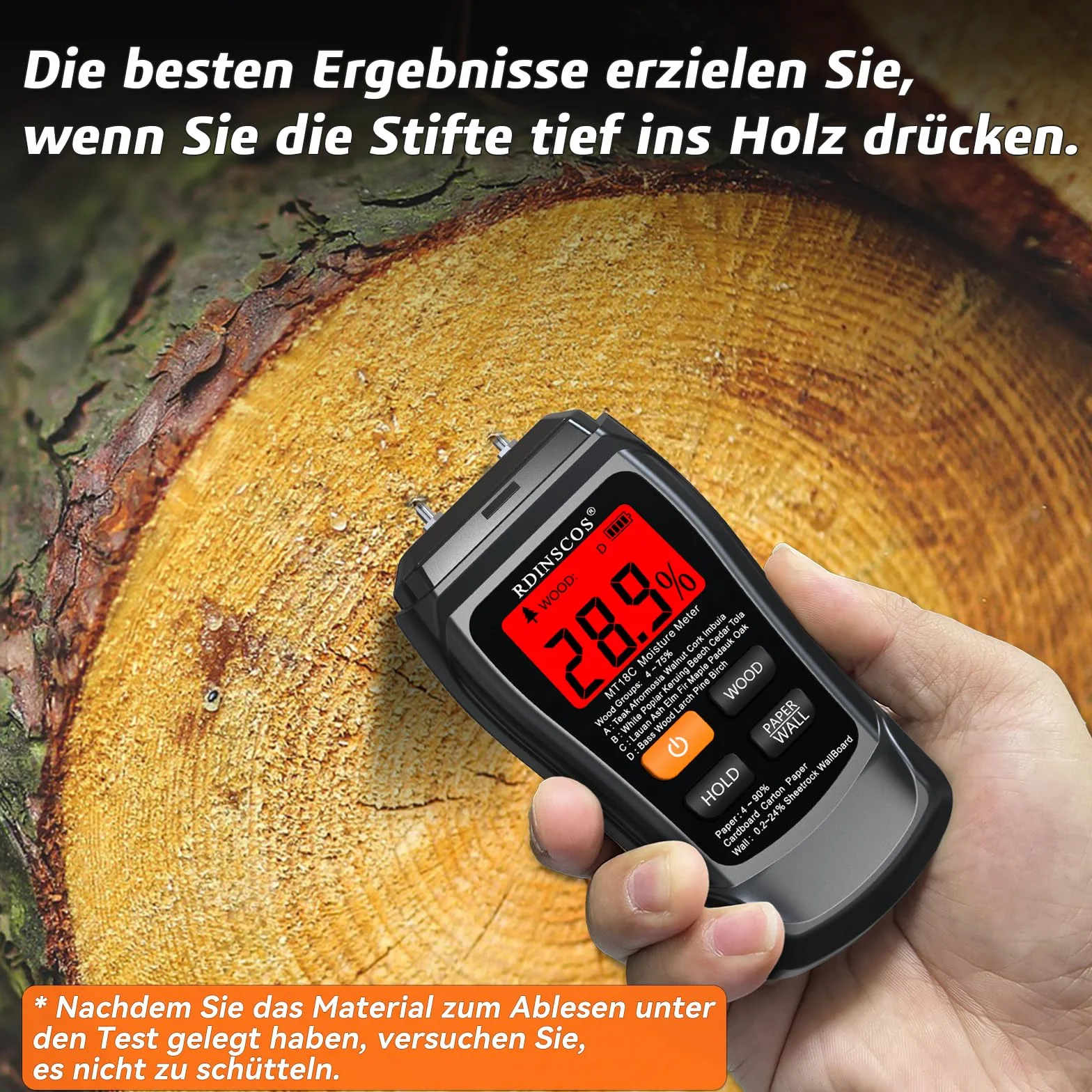 RDINSCOS Détecteur d'Humidité Hygromètre Professionnel avec Alarme Analyse Profondeur 0-10 mm pour Mur Bois Plâtre Maçonnerie