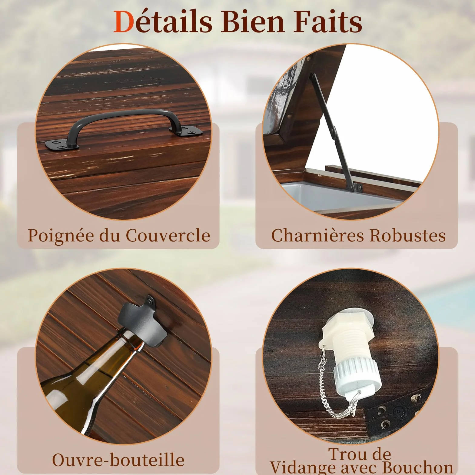 GOPLUS Desserte Glacière Bar Roulante Chariot Jardin 50 L 127 x 42,5 x 74 cm