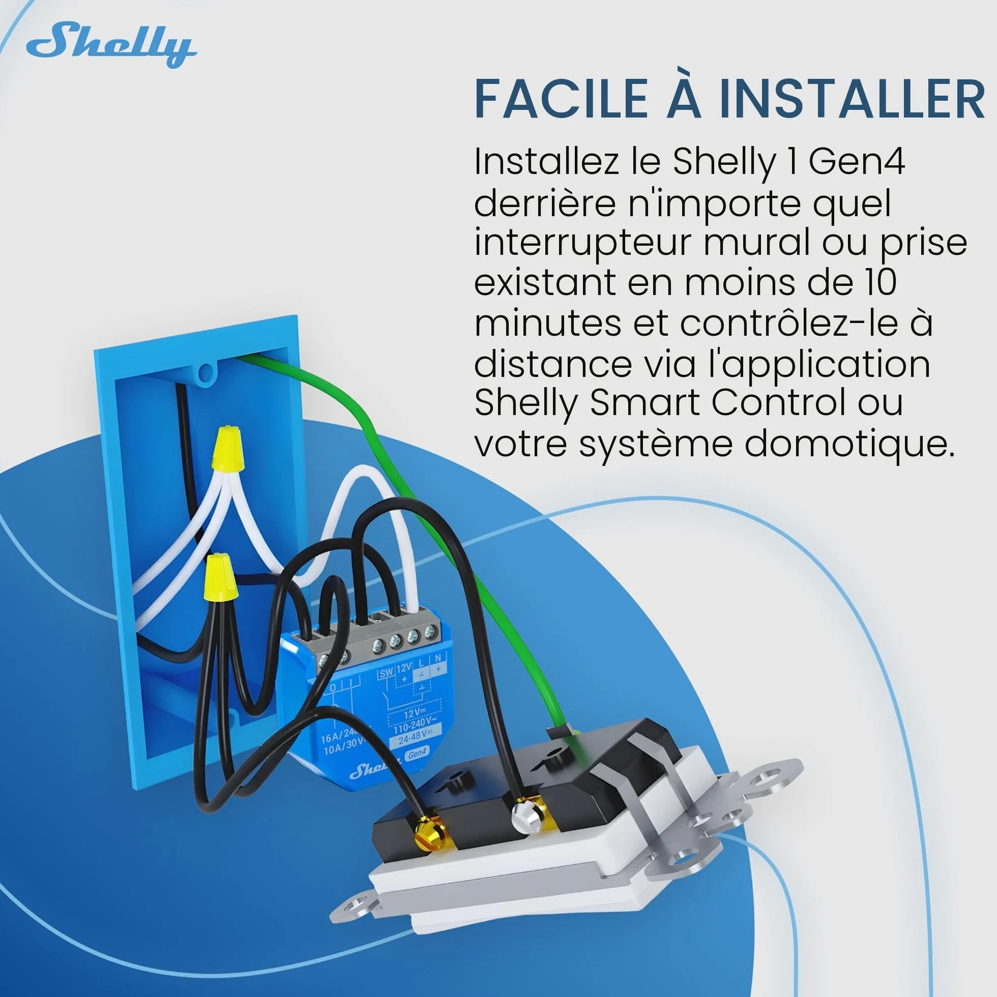 Shelly 1 Gen4 Module interrupteur Matter Zigbee Wi-Fi 1 Canal 16A Contacts secs