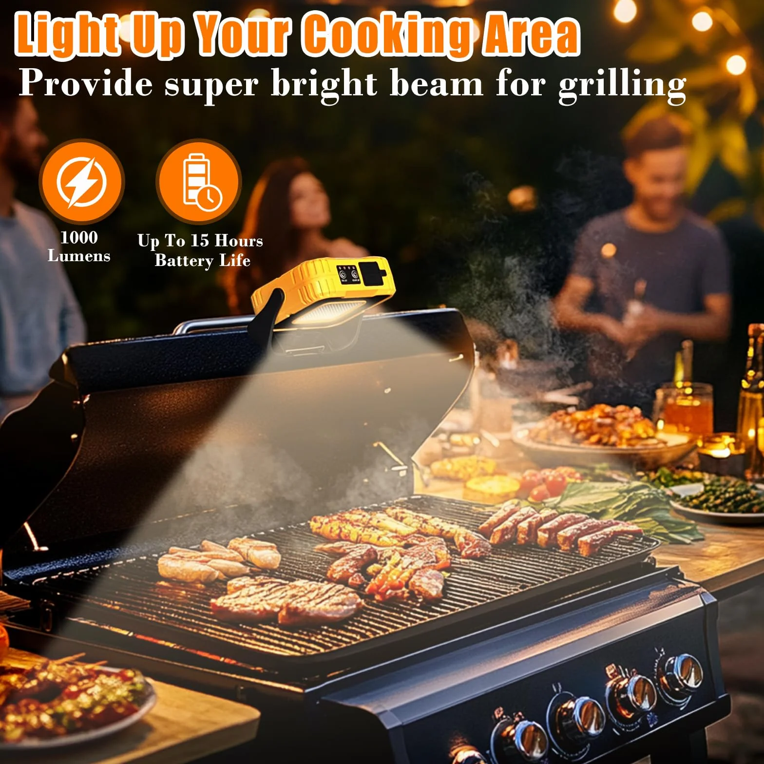 Lampes de barbecue LED 1000 lumens rechargeables magnétiques étanches IPX4 réglables 360° Lot de 2