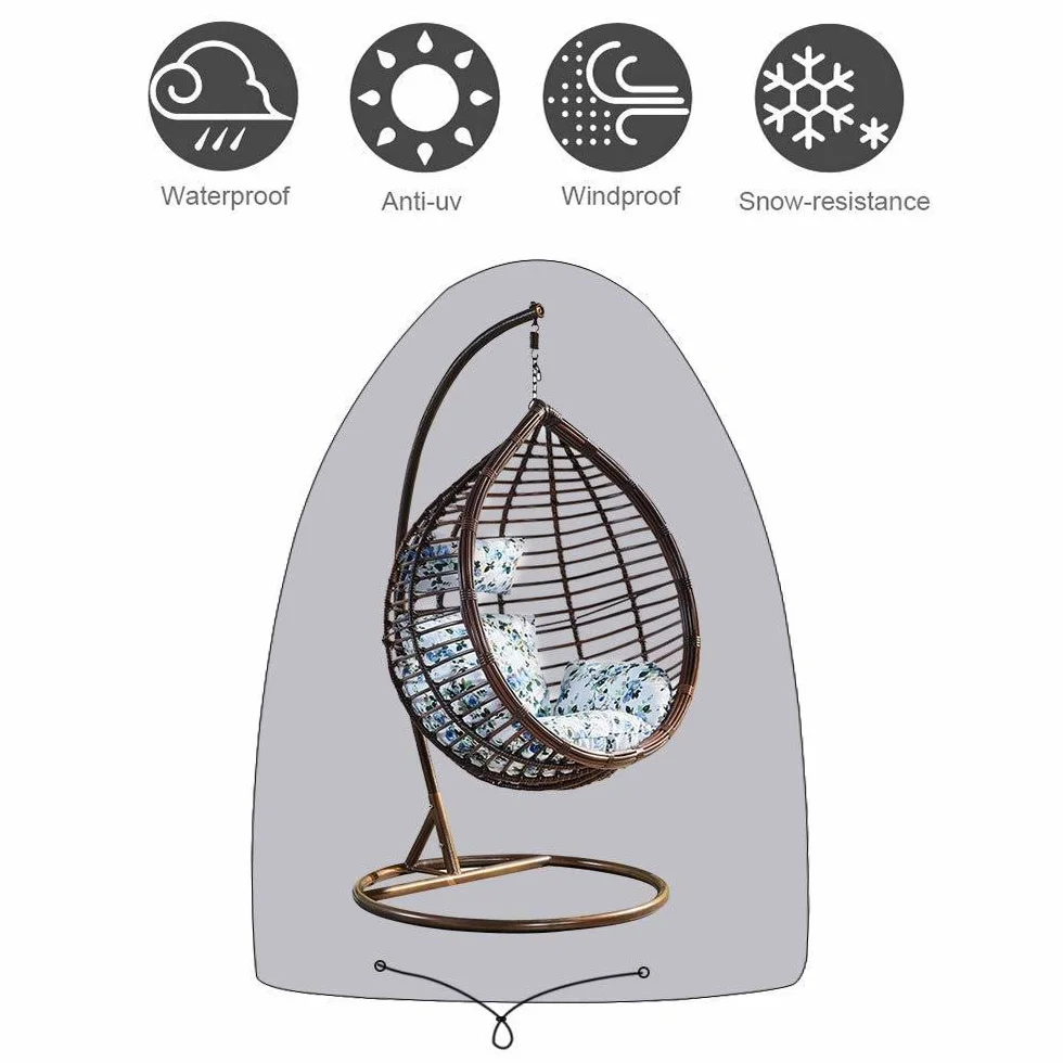Housse de Protection pour Fauteuil Suspendu Oeufs Chaise Jardin, 210D Oxford Couverture en Imperméable Protection UV Coupe-Vent et Étanche à la Pluie,115 * 190CM, Noir (1pcs)
