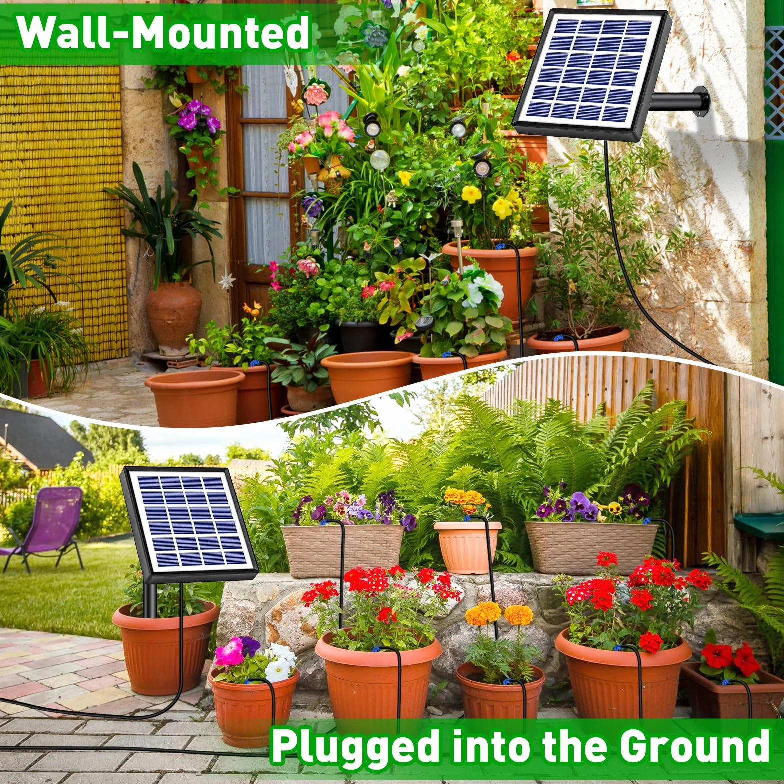 Onherm Arrosage Automatique Solaire Kit Goutte à Goutte avec Minuterie 12 Modes et Tuyau 15M pour Jardin Balcon