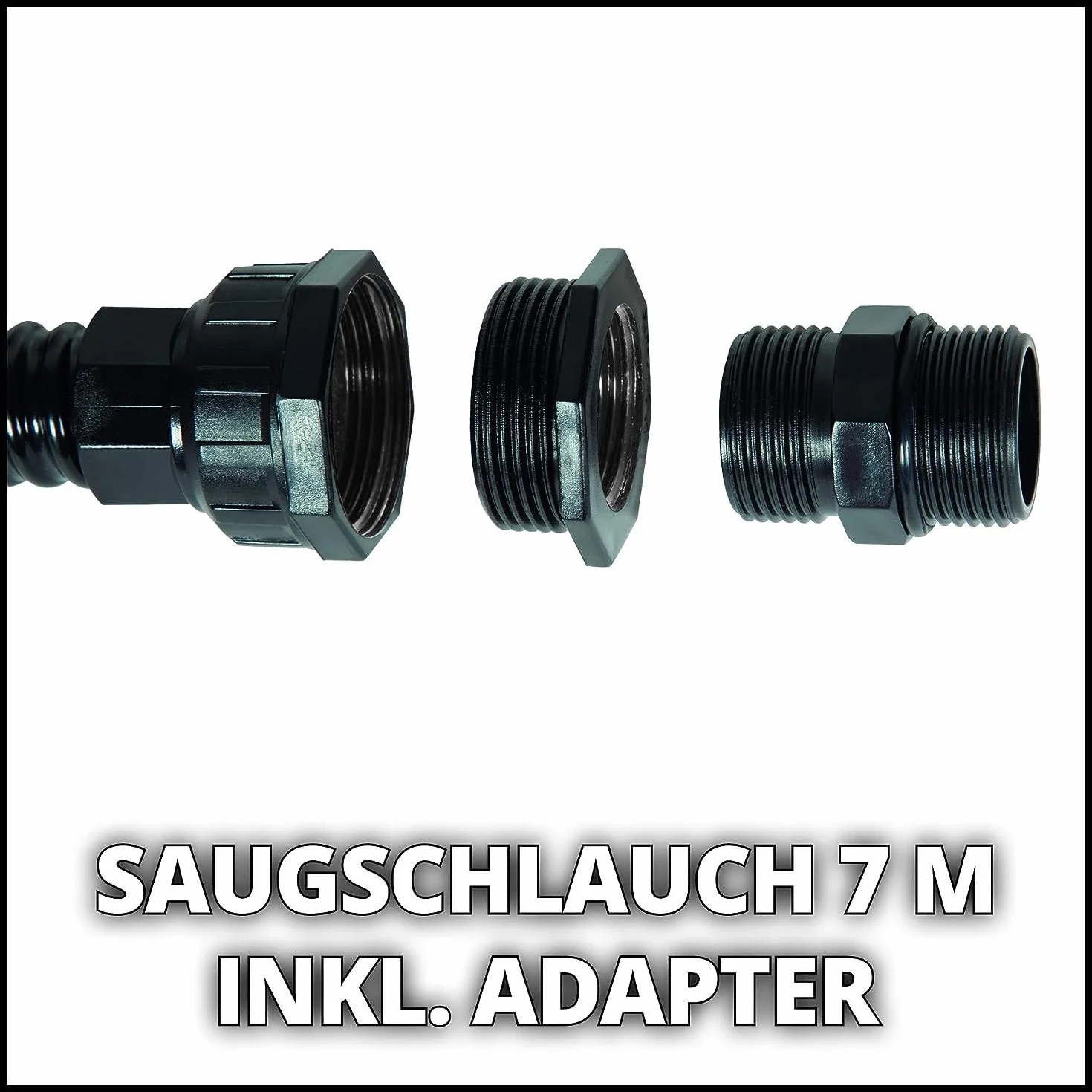 Einhell Tuyau d'aspiration 7 mètres PVC noir