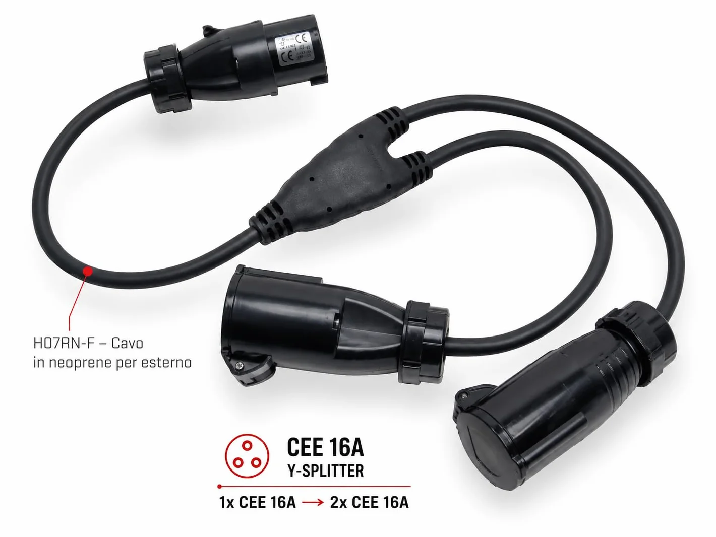 Séparateur électrique CEE 16A 3 pôles IP44 Double prise industrielle Splitter en Y 1 Mâle 2 Femelle