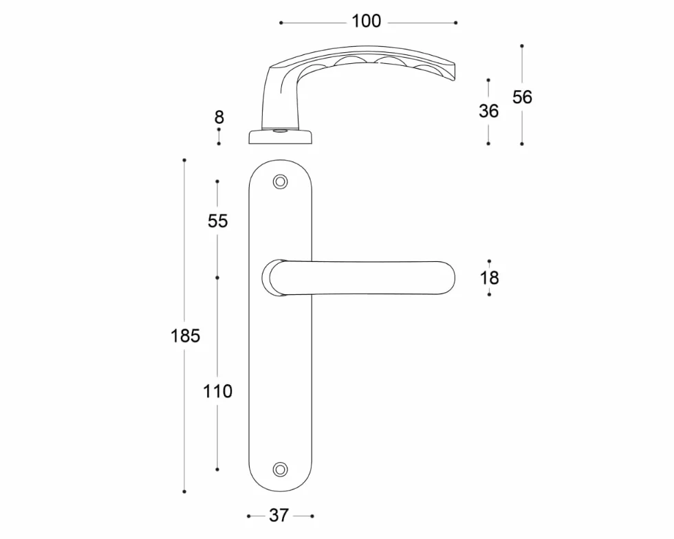 Vachette Set Poignée Porte Aluminium Argent Entraxe 165 mm