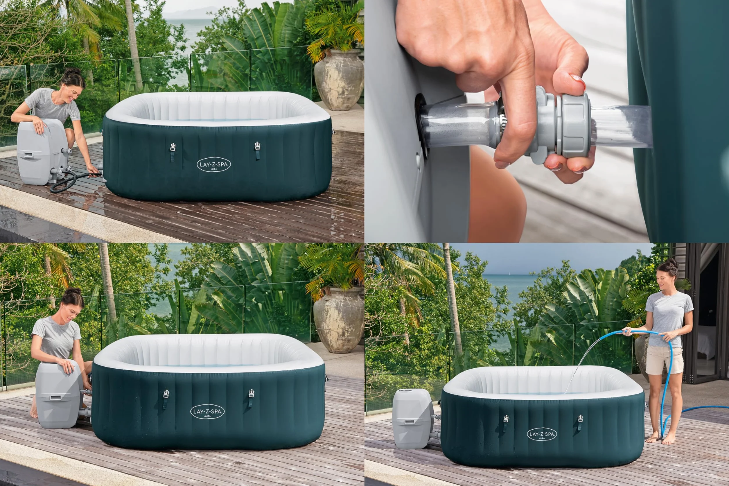 Bestway Ibiza EnergySense AirJet 6 Carré Vert Foncé 1,80 m x 1,80 m x 66 cm