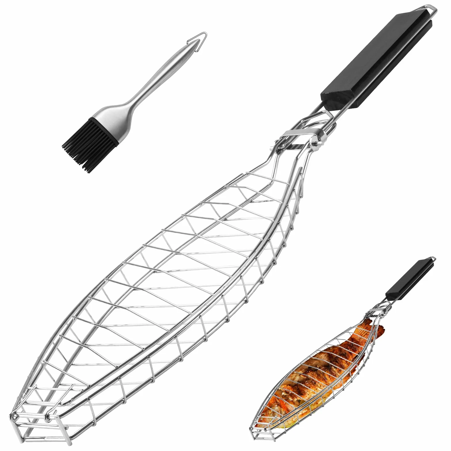 Panier à poisson en acier inoxydable avec poignée amovible