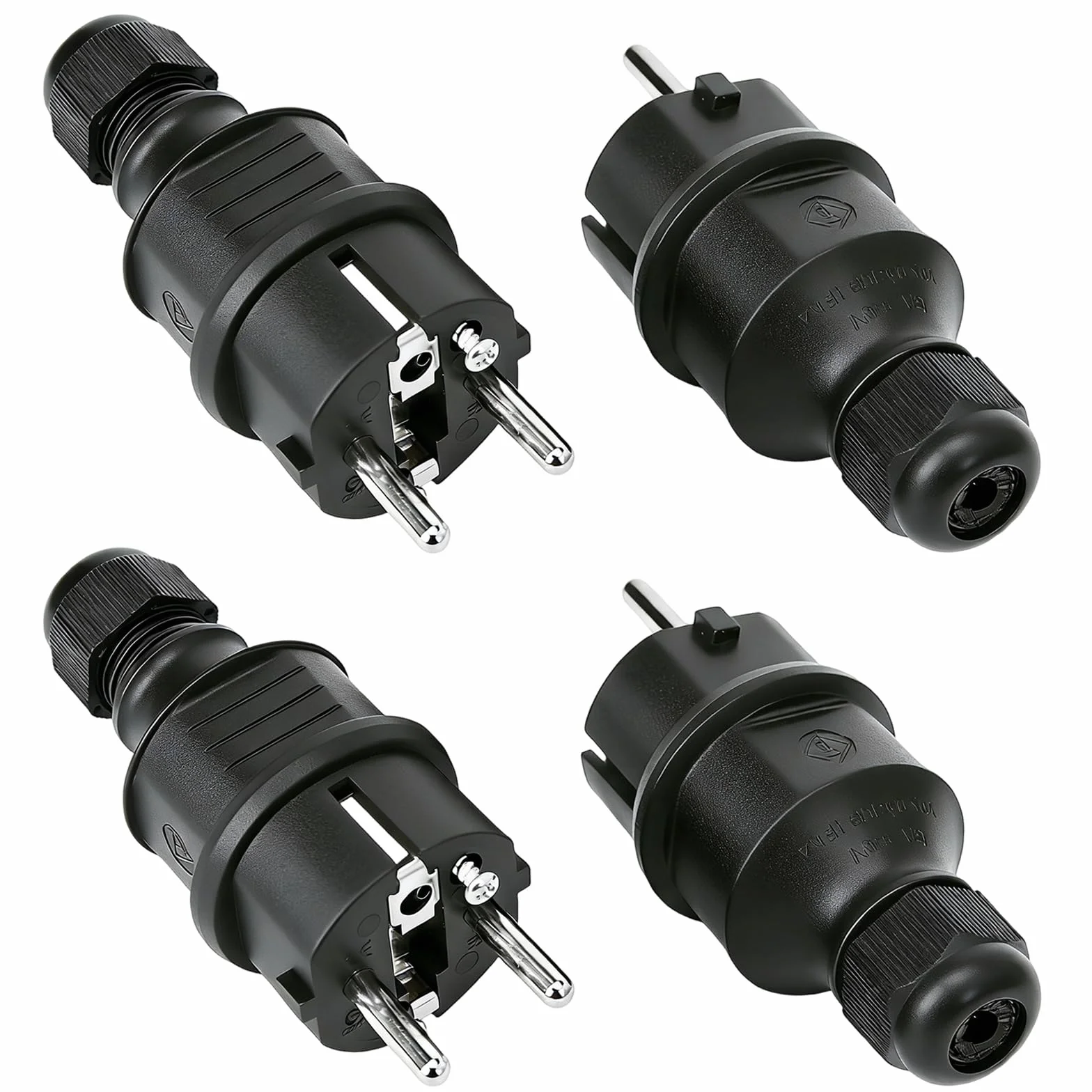 Fiche Male Prise Electrique 250V 16A Anti-torsion Noir