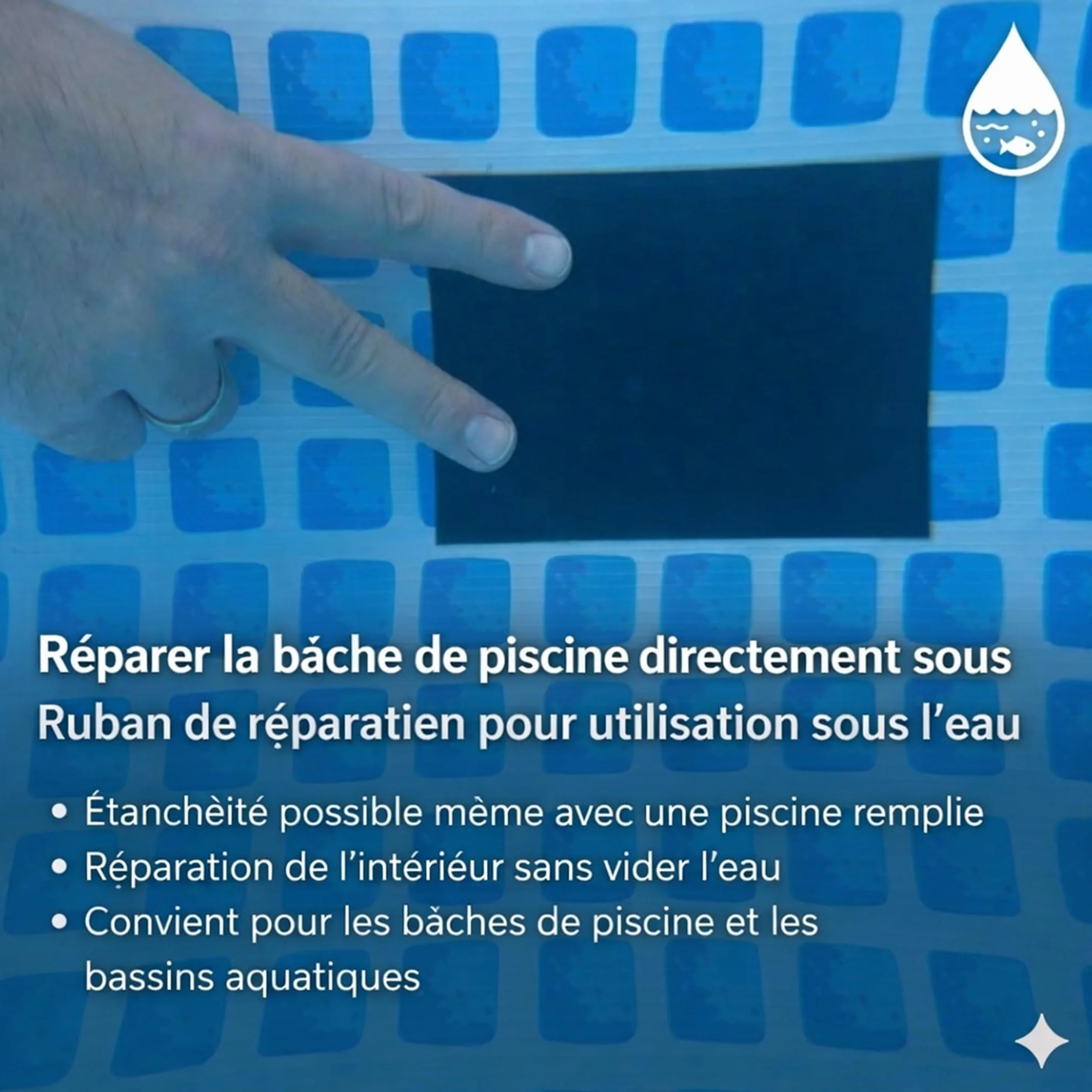 Ruban adhésif sous-marin étanche réparation piscine 10 cm x 150 cm transparent
